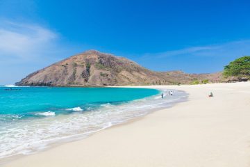 Beautiful view of tropical Mawun beach in Lombok, Indonesia